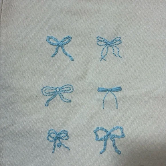 Hand Embroidered Bow Tote Bag - Picture 2 of 2